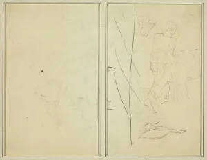Counterproof Prints: Woman with Cow, and Goose; Counterproof [verso], 1884-1888. Creator: Paul Gauguin