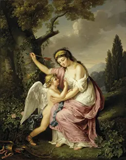 Cupid Prints: Woman and Cupid, 1792. Creator: Marie Victoire Lemoine