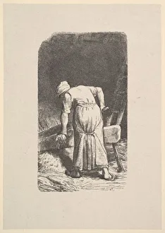 Jean Francois Prints: Woman Cutting Wheat, 1853. Creator: Jacques-Adrien Lavieille