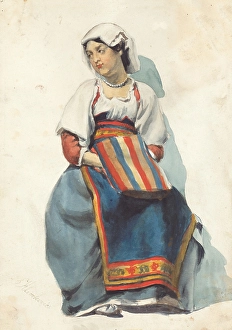 Stripe Prints: Woman from Dalmatia II. 1851-1853. Creator: Vojtech Klimkovic
