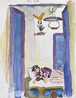 Macke Prints: Woman on a Divan, 1914. Artist: Macke, August (1887-1914)