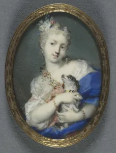 Rosalba Carriera Prints: Woman with a Dog, 1710-1720. Creator: Rosalba Carriera (Italian, 1675-1757)