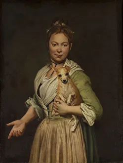Giacomo Prints: A Woman with a Dog, 1740s. Creator: Giacomo Ceruti