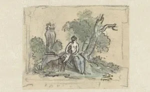 Jurriaan Andriessen Prints: Woman with dog in park, c.1752-c.1819. Creator: Juriaan Andriessen