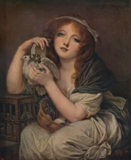 Woman With Doves, 1799-1800, (c1915). Artist: Jean-Baptiste Greuze Woman With Doves, 1799-1800, (c1915). Artist: Jean-Baptiste Greuze