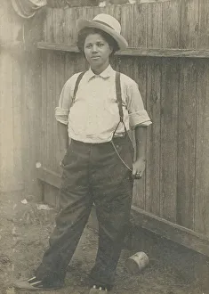 Braces Prints: Woman dressed in men's clothing, c1890. Creators: G. Walter Roberts, Unknown