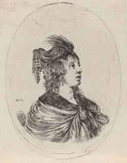 Woman in a Feathered Turban, Turned to the Right, 1649 / 1650. Creator: Stefano della Bella