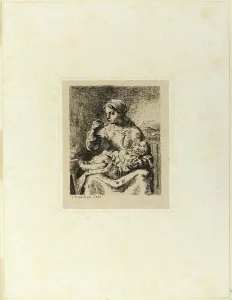 Jf Millet Prints: Woman Feeding Her Child, 1861. Creator: Jean Francois Millet