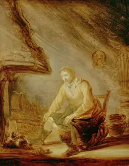 Hardship Prints: Woman before a Fire, c1640. Creator: Benjamin Gerritz Cuyp