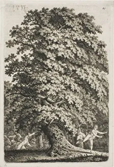 Running Away Prints: Woman Fleeing from a Man Holding a Lance in the Forest