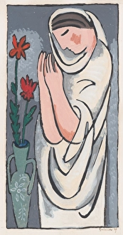 Single Stem Prints: Woman and a flower, 1937. Creator: Mikulas Galanda