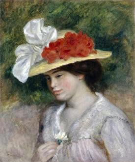 Images Dated 31st October 2013: Woman in a Flowered Hat, 1889. Artist: Renoir, Pierre Auguste (1841-1919)