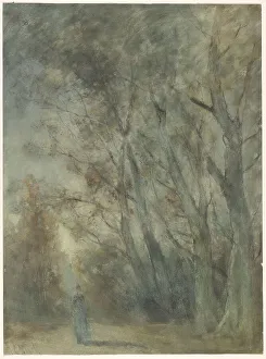 Johannes Gijsbert Vogel Prints: Woman on a forest path, 1838-1915. Creator: Johannes Gysbert Vogel