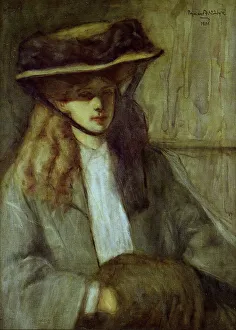 Muff Prints: Woman with fur muff, 1906. Creator: Raymond McIntyre