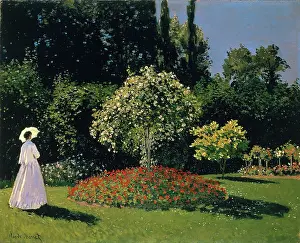 Sunny Prints: Woman in the Garden, 1867. Creator: Claude Monet