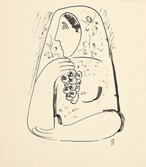 Orava Gallery Prints: Woman with grapes, 1937-1938. Creator: Mikulas Galanda