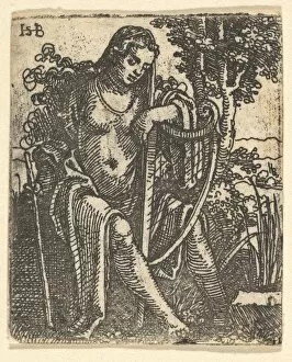 Musical Gallery: Woman with a Harp, 1520-25. Creator: Sebald Beham