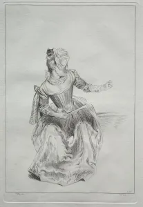 After Prints: Woman Holding a Fan. Creator: Benoit II Audran (French, 1700-1772), possibly by