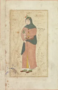 A woman holding out a fruit, c1500-1899. Creator: Bahram Abayati