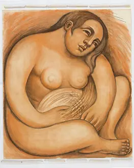 Rivera Prints: Woman Holding Grain, 1932. Creator: Diego Rivera