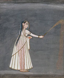 West Bengal Prints: Woman Holding a Sparkler, c1760. Creator: Unknown