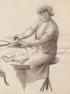 Woman ironing, 1951. Creator: Shirley Markham