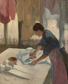 Iron Collection: Woman Ironing, begun c. 1876, completed c. 1887. Creator: Edgar Degas