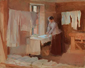 Clothes Line Prints: Woman Ironing, study for the Washerwomen, 1888. Creator: Albert Edelfelt