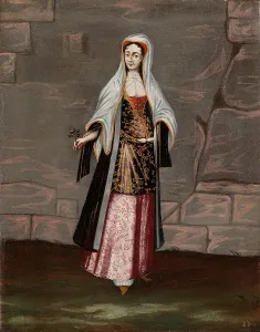 Fine Art Prints: Woman from the Island of Mykonos, 1700-1737. Creator: Workshop of Jean Baptiste Vanmour