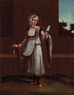 Spinning Prints: Woman from the Island of Patmos, 1700-1737. Creator: Workshop of Jean Baptiste Vanmour