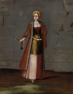 Fine Art Prints: Woman from the Island of Tinos, 1700-1737. Creator: Workshop of Jean Baptiste Vanmour