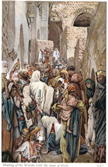 James Tissot Collection: Woman with issue of blood touching the border of Jesus garment and being healed, c1890