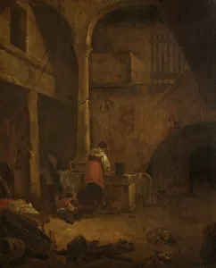 Domestic Chore Prints: Woman at a Well in an Italian Farmhouse, c1660s. Creator: Unknown
