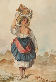 Fruit Basket Prints: Woman from Italy, 1851-1853. Creator: Vojtech Klimkovic