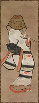 Woman as an Itinerant Monk: Onna Komuso (Otsu-e), late 1600s-early 1700s. Creator: Unknown