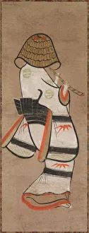 Ink And Colour On Paper Collection: Woman as an Itinerant Monk: Onna Komuso (Otsu-e), late 1600s-early 1700s. Creator: Unknown