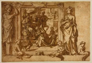 Fred Zucchero Prints: Woman Kneeling Before a Ruler, 1566-67. Creator: Federico Zuccaro