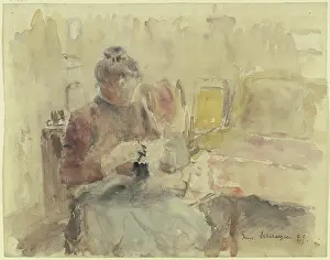 Handicraft Prints: Woman knitting, 1899. Creator: Gustav Schraegle
