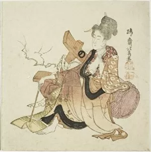 Cask Gallery: Woman leaning against wine cask, from an untitled series of Eight Immortals of