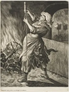 Firework Prints: Woman Lighting a Rocket, also called Peace Gets Me Going