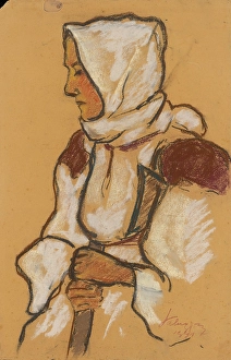 Czech Prints: Woman from Liptov, 1931. Creator: Zolo Palugyay