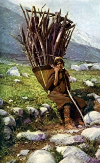 Edwards Gallery: Woman with a load of wood, Afghanistan, c1924.Artist: Colonel JG Edwards