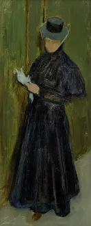 Woman in a long black dress, 1890-1898. Creator: Akos von Aranyossy