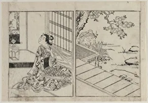 Woman Looking at a Hanging Scroll, c. 1740s. Creator: Nishikawa Sukenobu (Japanese, 1671-1754)