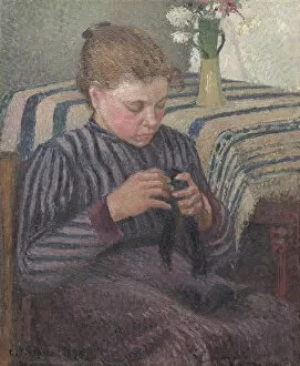 Mending Collection: Woman Mending, 1895. Creator: Camille Pissarro