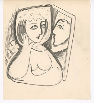 Woman with a mirror, 1938. Creator: Mikulas Galanda