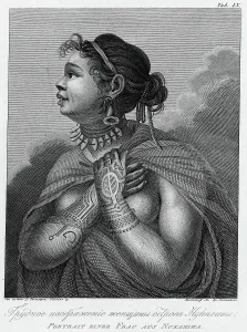French Polynesian Prints: A Woman From Nukagiva Island, 1813. Creator: Jegor Skotnikoff