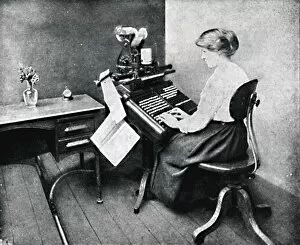 Monotype Gallery: Woman Operator on Monotype Keyboard, 1917