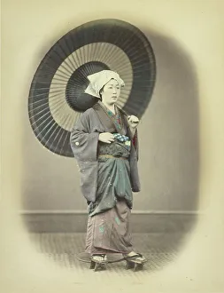 Geta Prints: Woman with Parasol, about 1868. Creator: Felice Beato