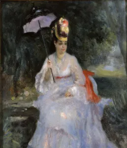 Woman with a parasol sitting in a garden, 1872. Artist: Renoir, Pierre Auguste (1841-1919) Woman with a parasol sitting in a garden, 1872. Artist: Renoir, Pierre Auguste (1841-1919)